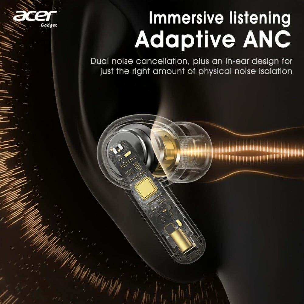 Acer Mini In-Ear Wireless Earbuds Bass Stereo Touch Control, Noise Cancelling Microphone Bluetooth 5.4, Portable Lightweight Long Battery Life, Compatible with Phone Laptop Tablet Mobile, for Exercise