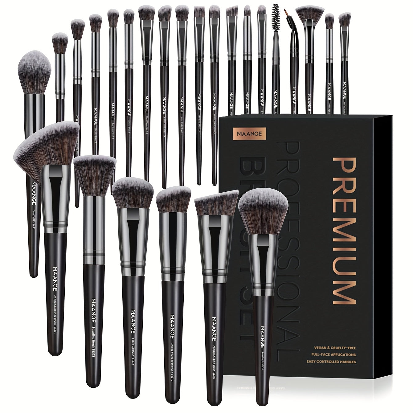 Makeup Brush Set, 25-Piece Synthetic Bristle and ABS Handle Collection with Face-Eye Brush Shapes and Gift Box