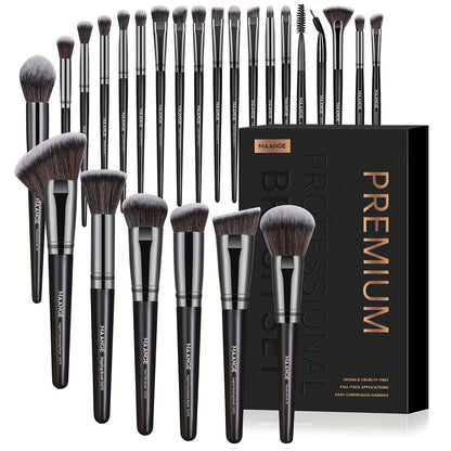 Makeup Brush Set, 25-Piece Synthetic Bristle and ABS Handle Collection with Face-Eye Brush Shapes and Gift Box