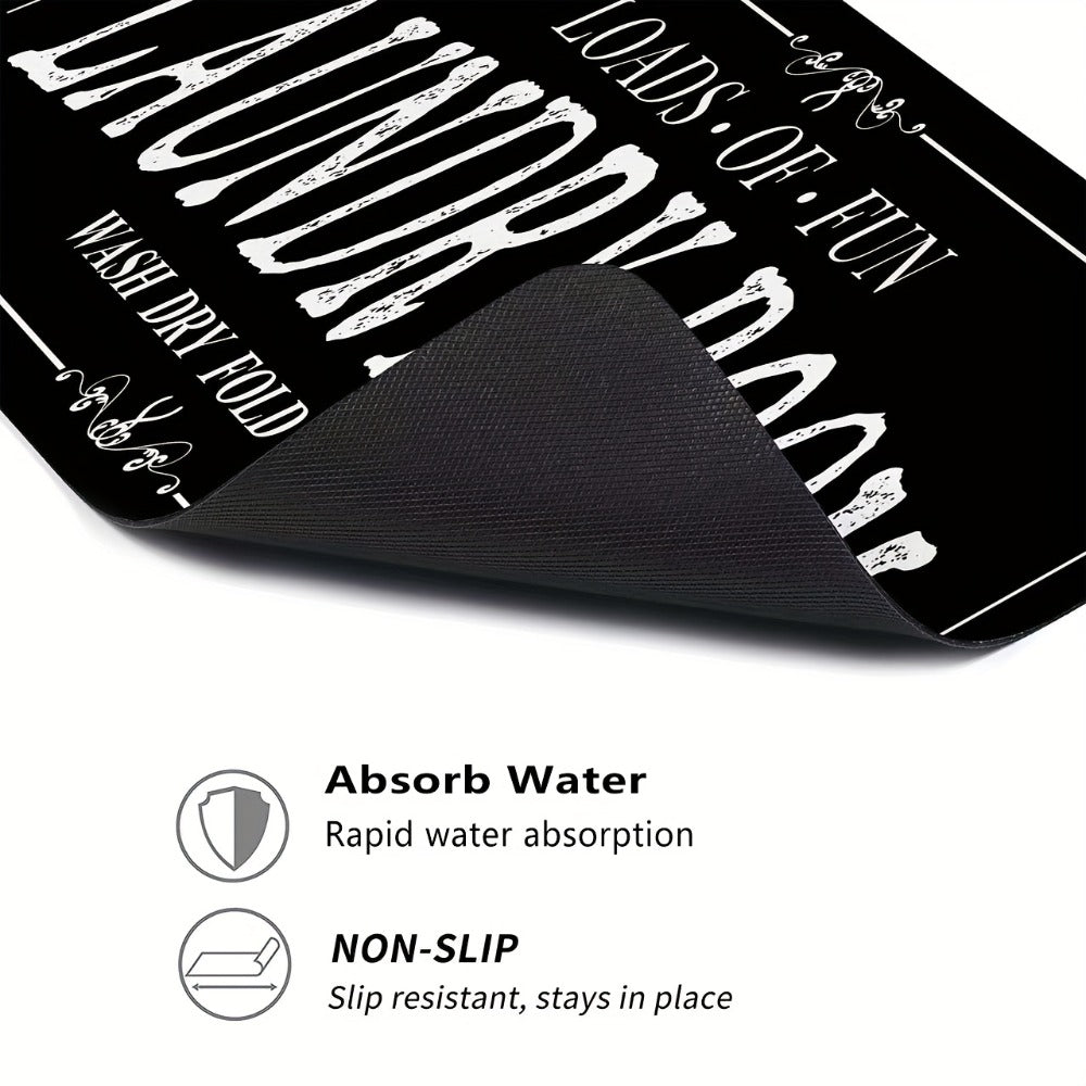 Kitchen Mat, 40x60cm Black Microfiber Dish-Drying and Laundry Counter Pad with Machine-Wash Care