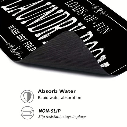 Kitchen Mat, 40x60cm Black Microfiber Dish-Drying and Laundry Counter Pad with Machine-Wash Care
