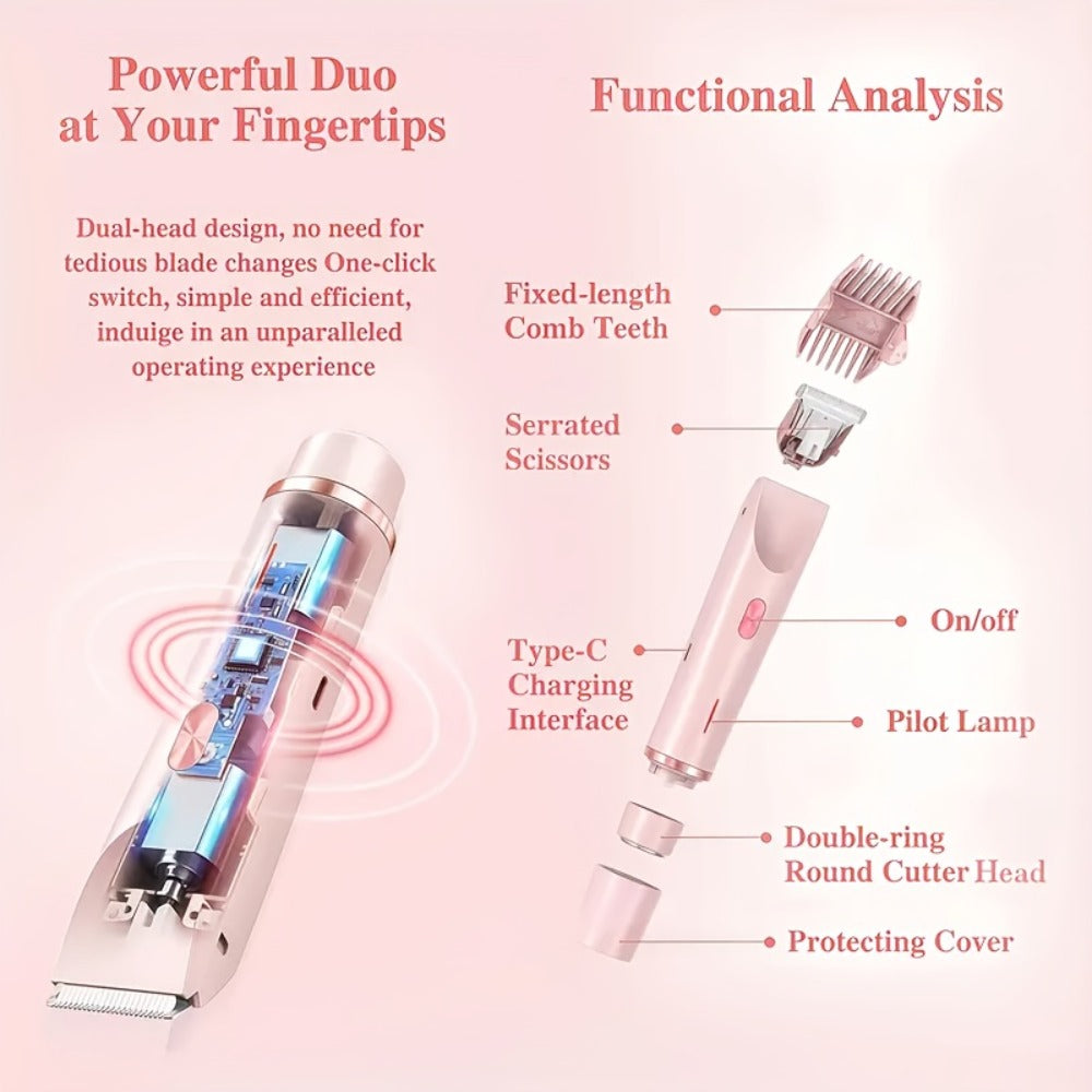 Electric Shaver 2-in-1 Bikini and Facial Razor with USB Rechargeable Power for Dry or Wet Use in Three Colors