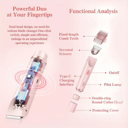 Electric Shaver 2-in-1 Bikini and Facial Razor with USB Rechargeable Power for Dry or Wet Use in Three Colors