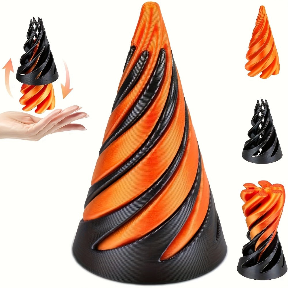 3D Printed Spiral Fidget Cone 10 Pack – Impossible Pyramid Spiral Tree & Carrot Stress Relief Toy, Unique Fish Tank Decoration, Office Desk Novelty Gift for Adults, Blue or Random Color