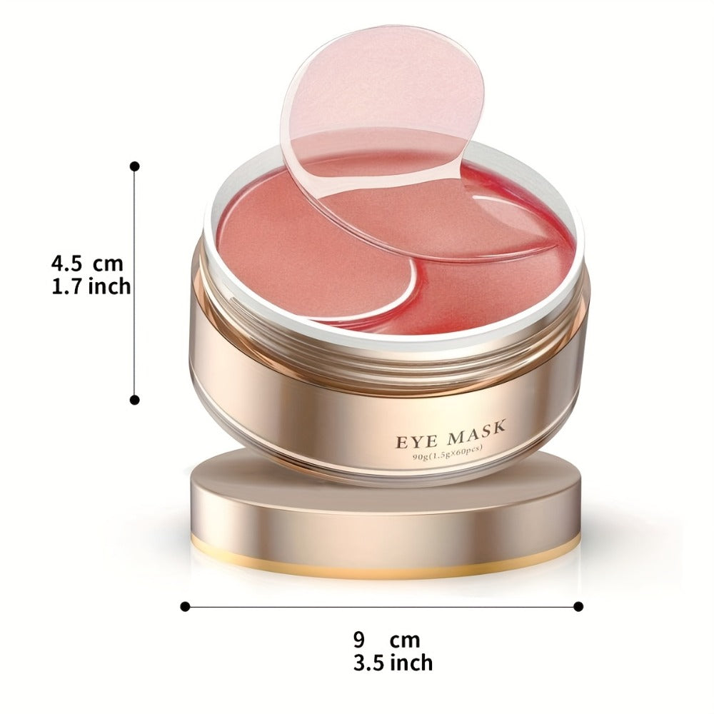 60-Piece Caffeine-Labeled Under-Eye Gel Pad Set with Hyaluronic Acid and Collagen-Labeled Formula