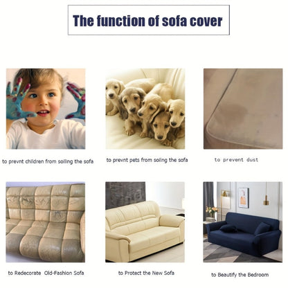 Sofa Cover Elastic Anti-Slip Stretch Slipcover for 1, 2, 3 or 4-Seater Sofas in Seven Solid Colors