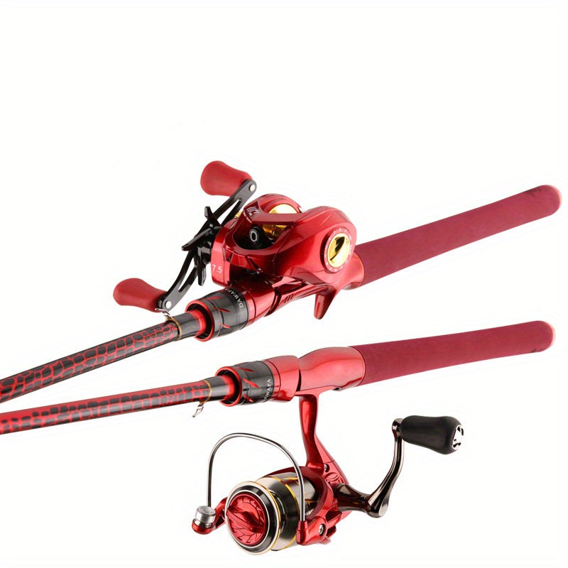 Red and Black Casting Fishing Rod with Split Grip, Reel Seat and 180cm/70.86inch Checkout Size