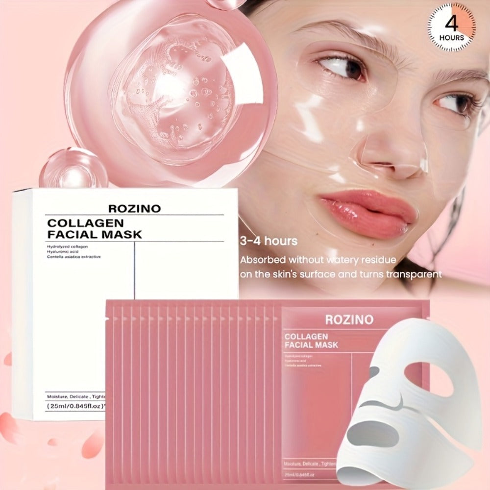 Collagen Sleeping Mask 20pcs Hyaluronic Acid Aloe Vera Deeply Moisturizing Overnight Hydrating Night Mask for Sensitive All Skin Types ROZINO 25ml per Pack Women