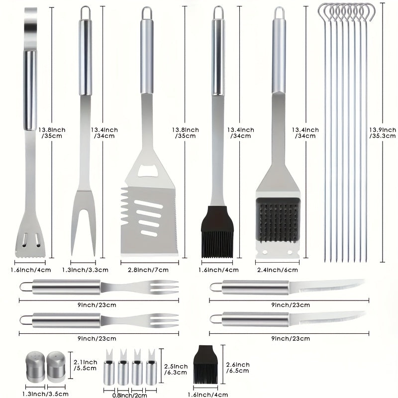 15- or 24-Piece BBQ Tool Set with Spatula, Tongs, Forks, Skewers, Brushes and Carry Case Pictured