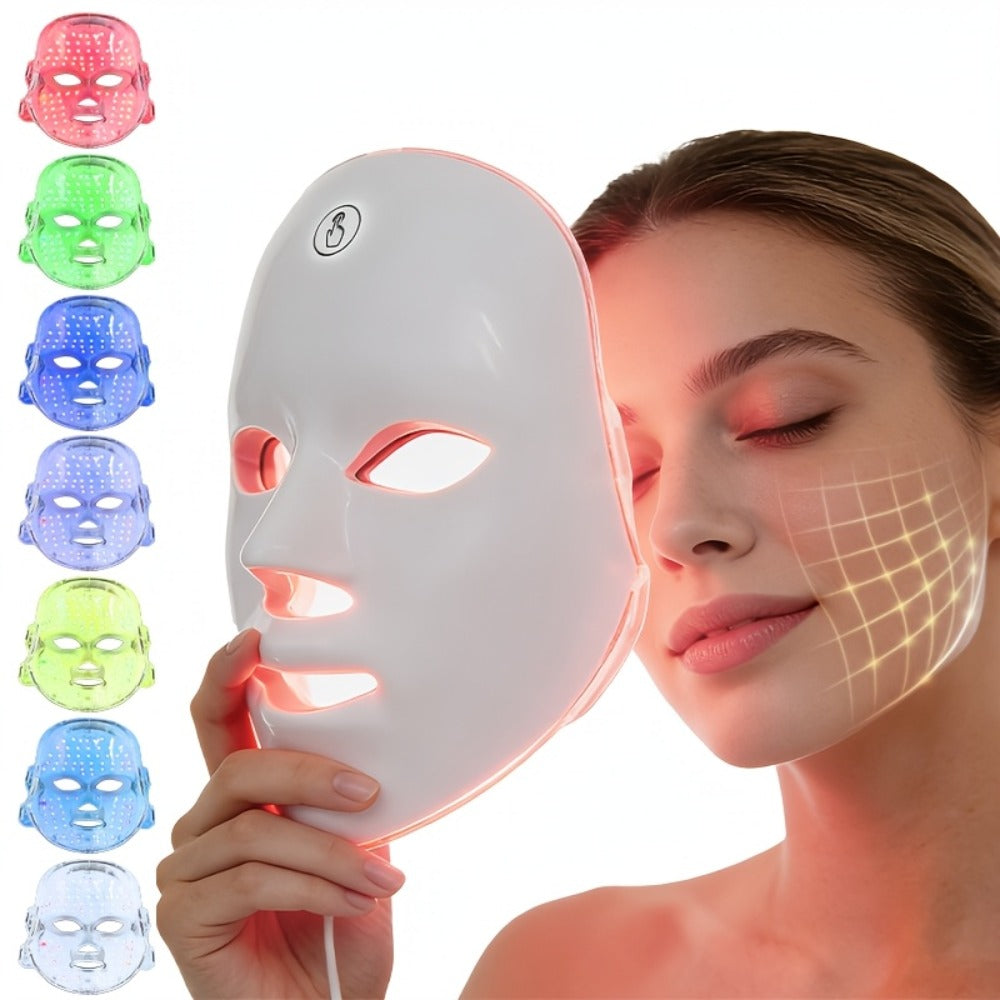LED Facial Beauty Device 7-Color Light Therapy Portable At-Home Skincare Tool — USB Rechargeable Skin Rejuvenation Anti-Aging Face Care Gift for Women