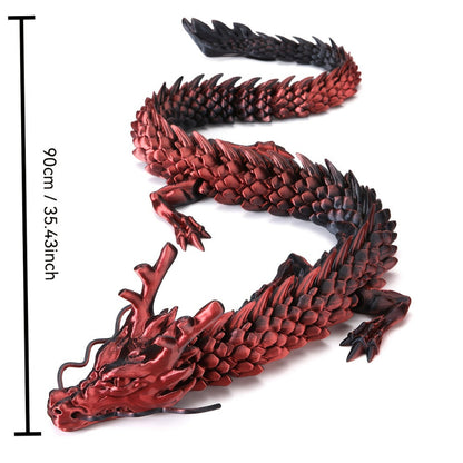 Articulated Dragon Figurine in Black and Red or Black and Purple with Three Exact Head Styles