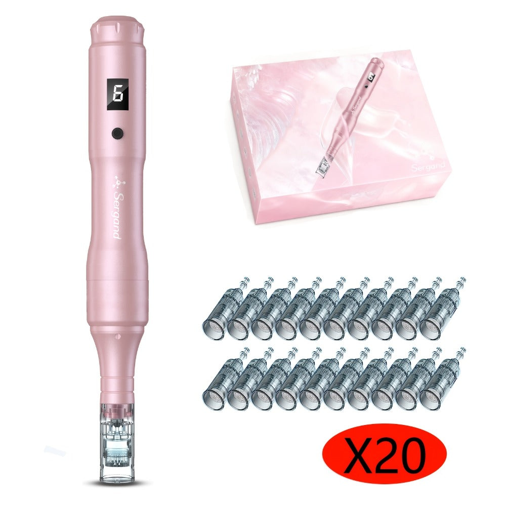 Electric Derma Pen Microneedling Device – Professional 6-Speed Wireless Adjustable Dermapen with 20pcs Replacement Cartridges, Anti-Aging Skin Rejuvenation Microneedle Pen for Face & Body, Gift for Women