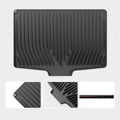 Kitchen Mat Set, 34.5x19-Inch Silicone Slope-Drain Drying Pads in Black or Gray, Single or 2-Piece Options