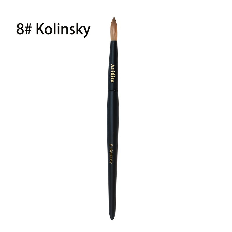 Kolinsky Nail Brush Round Head for Acrylic Extensions – Professional Black Wooden Handle Nail Art Brush with Genuine Kolinsky Hair Bristles, Sizes #8 #10 #12 #14 #16 #18 for Salon & Home Manicure Women