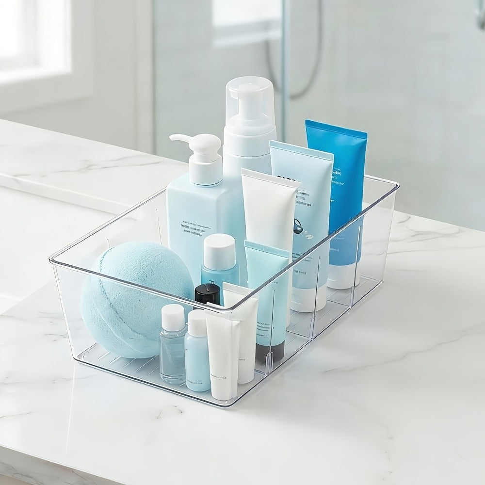 Pantry Organizer Bins 8 Pack Clear Plastic Food Storage Bins with Removable Dividers 4 Compartments for Kitchen Cabinet, Fridge & Countertop – Snack, Spice & Packet Organizer
