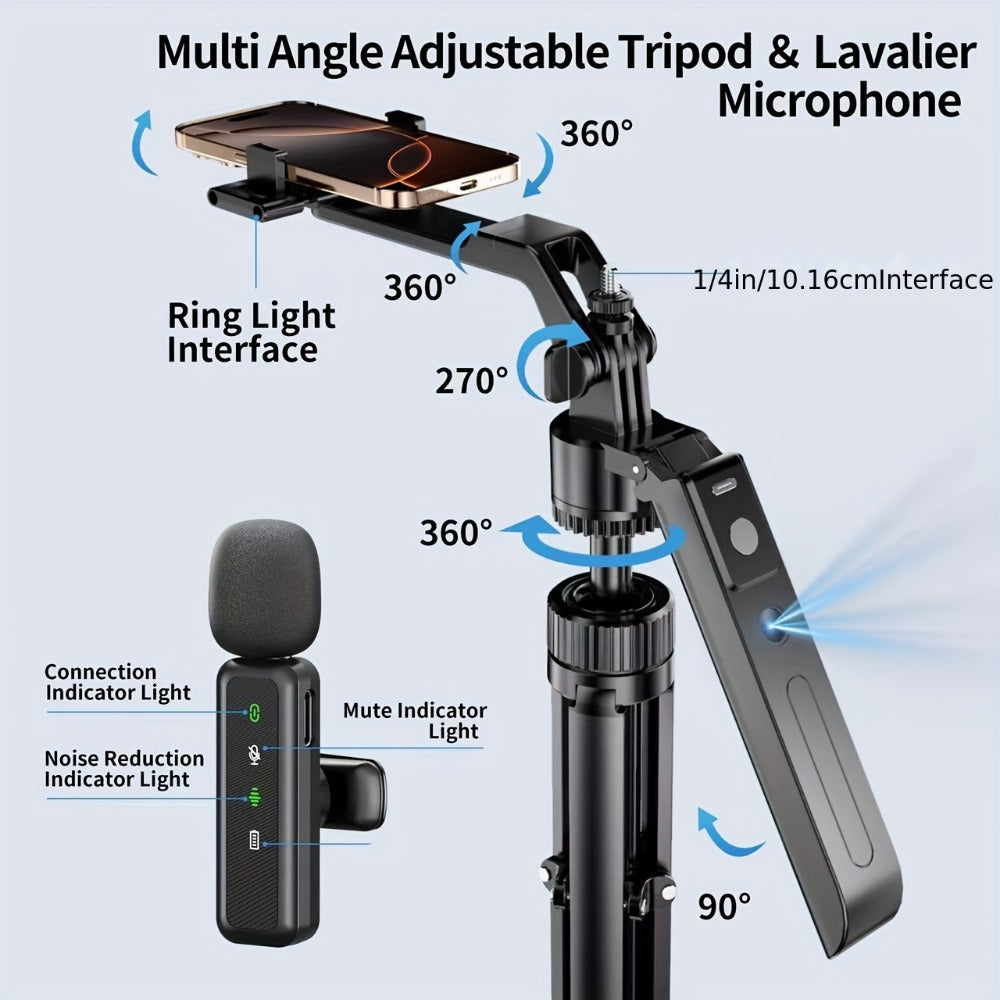 AI Face Tracking Vlogging Kit All-in-One with 70.9 Inch Tripod, LED Fill Light & Microphone – 360° Auto Tracking Content Creator Bundle for TikTok YouTube Instagram, iPhone & Android Compatible