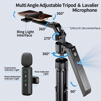 AI Face Tracking Vlogging Kit All-in-One with 70.9 Inch Tripod, LED Fill Light & Microphone – 360° Auto Tracking Content Creator Bundle for TikTok YouTube Instagram, iPhone & Android Compatible