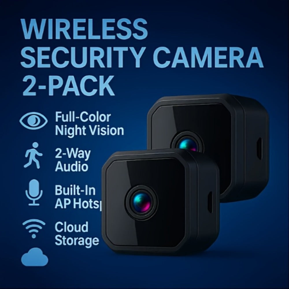 Security Camera Mini Plug-In Black Model with Night Vision, Motion Alerts, Flexible Stem and Local TF Storage