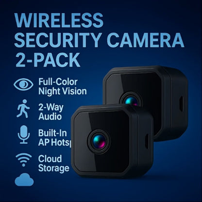 Security Camera Mini Plug-In Black Model with Night Vision, Motion Alerts, Flexible Stem and Local TF Storage