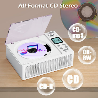 CD Player with Bluetooth Receiver FM Radio Dual Stereo Speakers, USB Player AUX Input Type-C Charging LED Display Remote Control