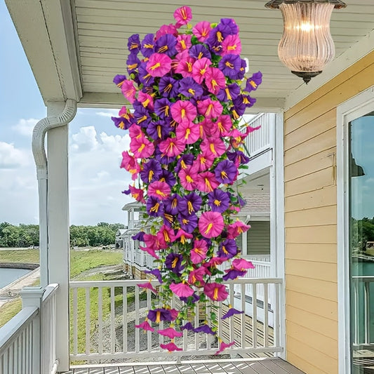 Artificial Flowers Four-Bundle Hanging Morning Glory Set with Flexible Stems in Three Style Options