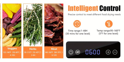 Five-Tray Digital Food Dehydrator with 420W Heating, 48-Hour Timer and 95–160°F Temperature Range