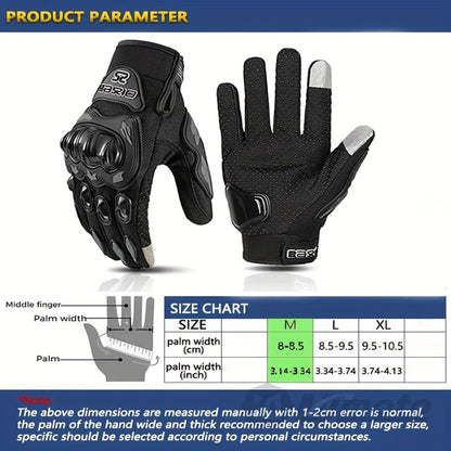 Motorcycle Gloves Full Finger Summer Breathable Touchscreen Hard Shell Protection Non-Slip Motocross Racing Gloves for Men Women, Black Red, M L XL