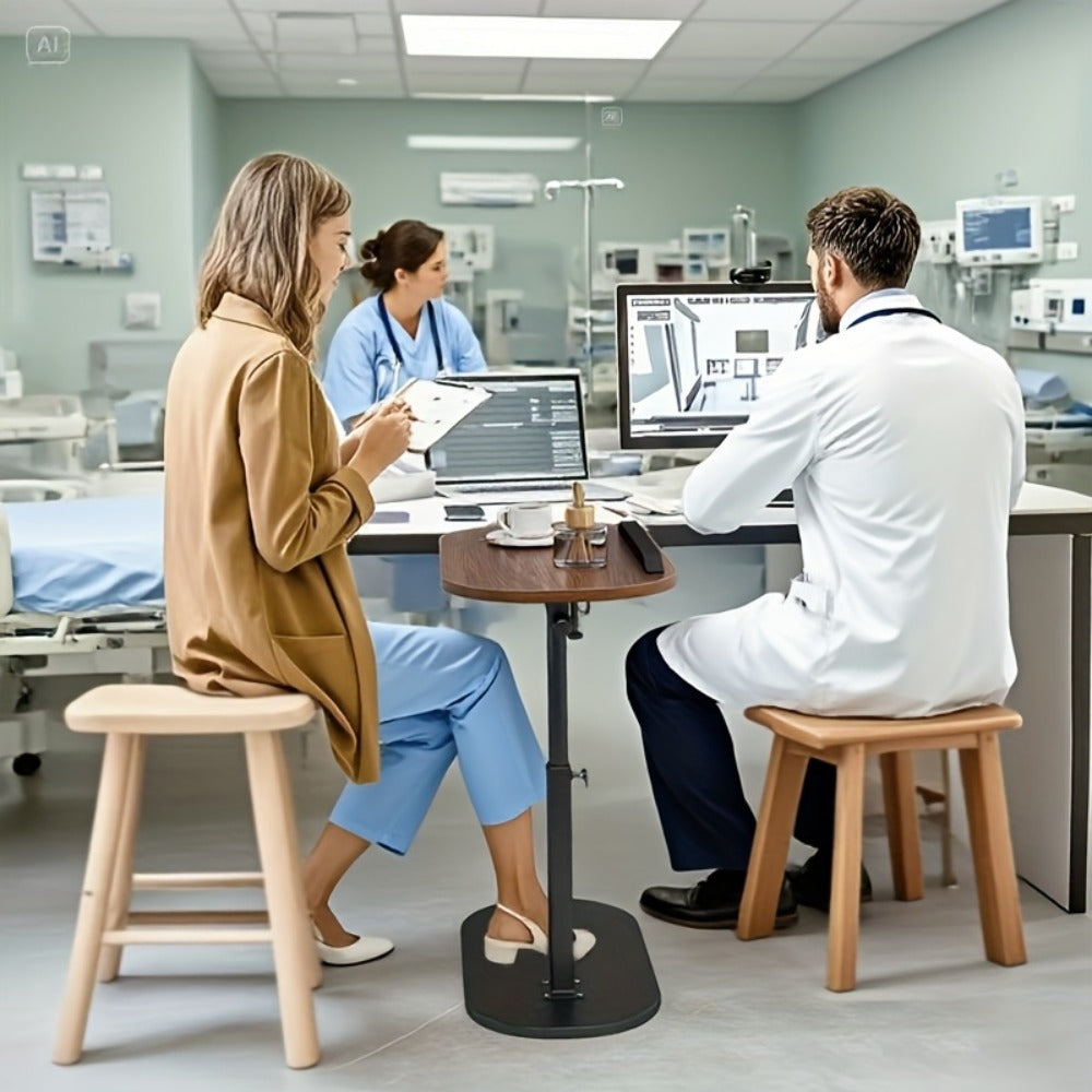 Overbed Table Adjustable Height Hospital Bed Table Bedside Dining Table for Elderly Patients Convalescence Home Medical Nursing Table Rolling Laptop Desk for Bedridden Adults Recovery Care Table Black