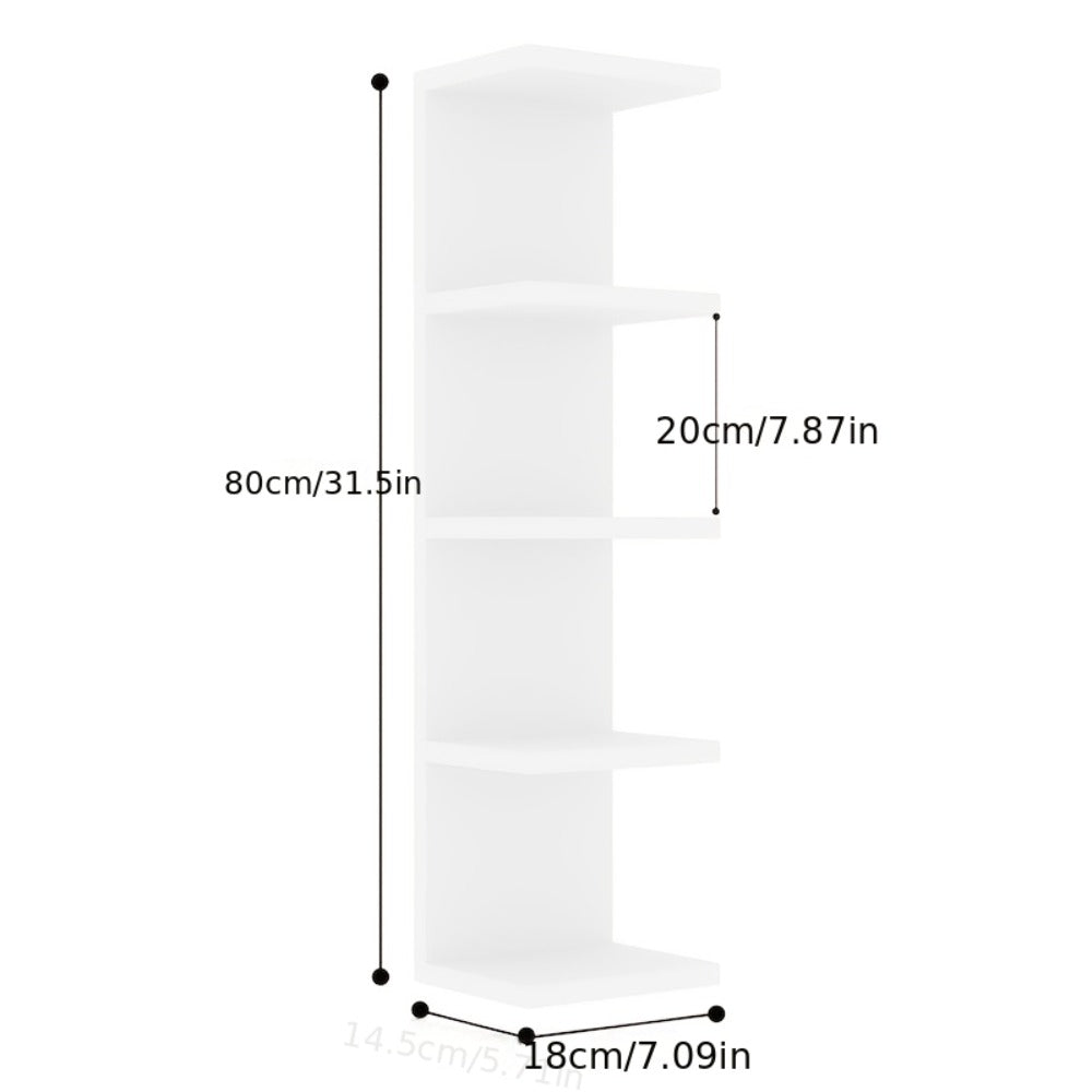 5-Tier Floating Wall Shelf Wall-Mounted Storage Rack 31.5" - Space Saving Display Shelves for Bedroom Living Room Oak Finish Easy Install Thickened Suspended Wall Organizer