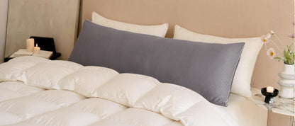 Adjustable Shredded Foam Body Pillow, 20 x 54 Inches, Split-Color Cover in White or Grey for Adult Beds