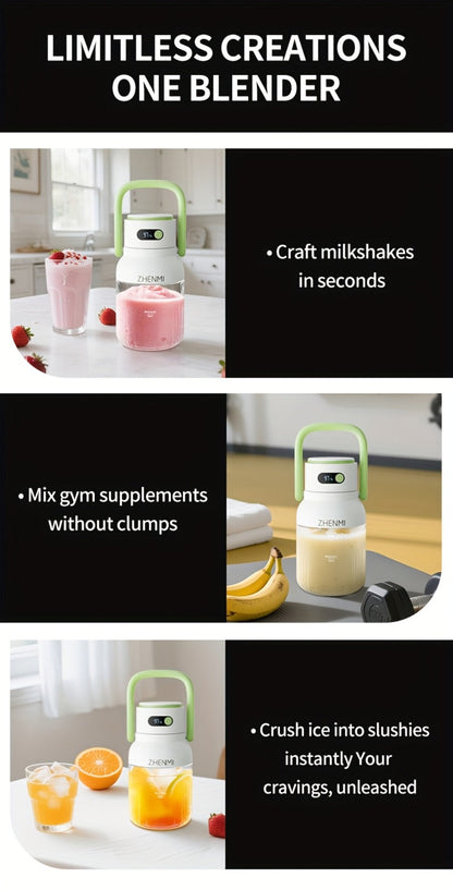 Cordless Portable Blender 33oz USB Rechargeable - Ice Crushing Blender for Smoothies & Shakes