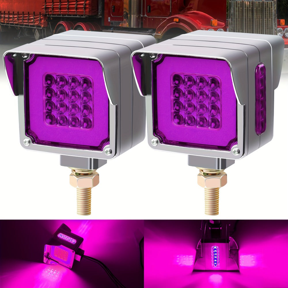 LED Side Marker Lights Square Truck Cab Clearance Lights 12V Waterproof Turn Signal Indicator Side Lights for Cars Trucks Trailers, Multi-Color Available (Red Amber Blue Green Purple Ice Blue)