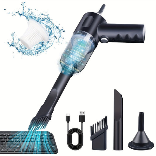 Handheld Vacuum Cleaner with Cordless T-Handle Design, Wet Pickup, Three Nozzles and USB Charging
