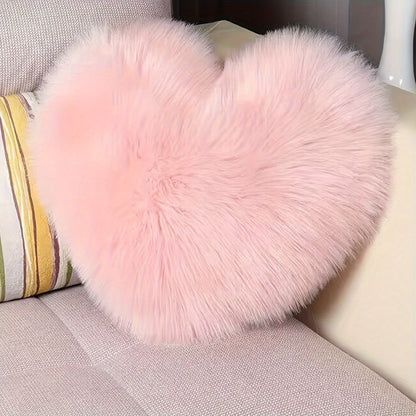 Heart-Shaped Plush Decorative Pillow Cover in Red or Pink with 16.93- and 17.72-Inch Size Options