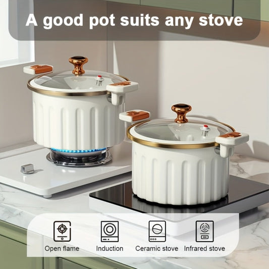 Enamel Cooking Pot Large Capacity – Nonstick Double-Handle Stew Pot for Stewing, Boiling & Baking, Multifunctional Dutch Oven Style Home Pot for Family Gatherings, Holiday Cooking & Everyday Use