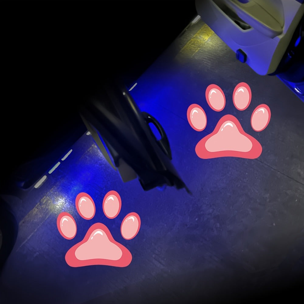 Car Door LED Projector Welcome Lights 4 Pcs – Courtesy Step Logo Light Cute Pattern Projection Festive Atmosphere Night Light Sky Blue Pink Amber