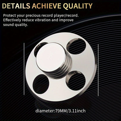Vinyl Record Weight Stabilizer, 79 mm Metal Turntable Clamp in Solid or Four-Hole Black, Silvery and Golden Options