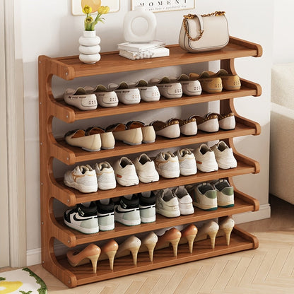 Widened Reinforced Bamboo Shoe Rack in 3, 5 or 6-Tier Options for Home Entryways and Bedrooms