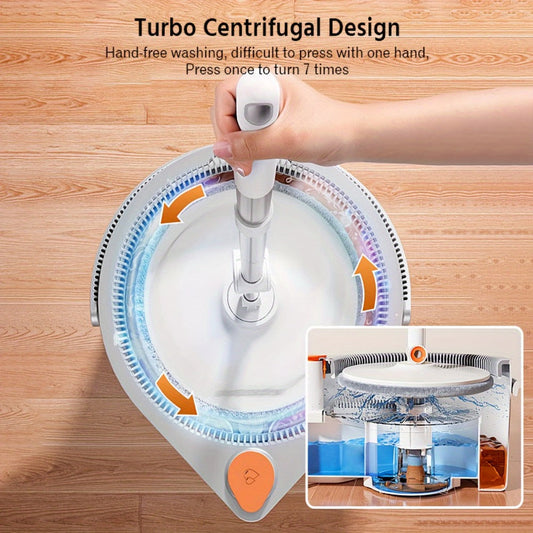 Spin Mop and Bucket Set with Wringer, Joybos Hands-Free Self-Wringing Rotating Floor Mop, Sewage Separation Design, 3 Mop Head Types, Dry & Wet Use for Home, Kitchen & Bathroom Floor Cleaning