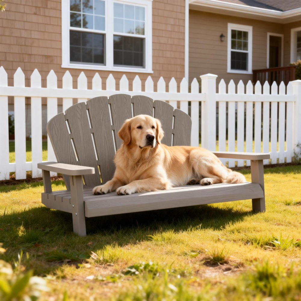 Resin Dog Bed for Large Dogs – Spacious Indoor Outdoor Dog Sofa, Slip-Resistant Sturdy Easy-Clean Design, No Dirt Concealment, Durable & Stable, Light Brown & Black