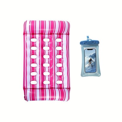 Pool Float Striped Tanning Mat with Built-In Headrest, 51.18 x 27.56 Inches and Three Color Selections