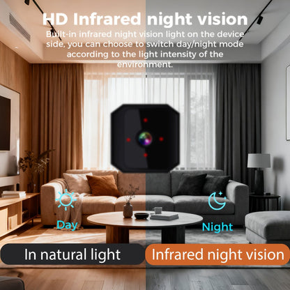 Security Camera Mini Plug-In Black Model with Night Vision, Motion Alerts, Flexible Stem and Local TF Storage