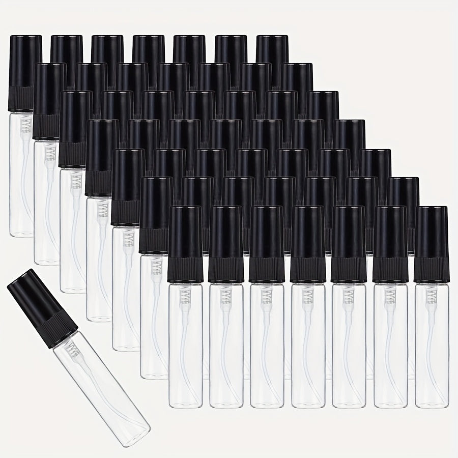 Mini Glass Spray Bottles 5ml 50 Pack Fine Mist Atomizer Refillable Black UV Glass Travel Perfume Bottles for Perfume Cologne Essential Oil Facial Mist Toner Setting Spray Sampling