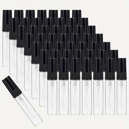 Mini Glass Spray Bottles 5ml 50 Pack Fine Mist Atomizer Refillable Black UV Glass Travel Perfume Bottles for Perfume Cologne Essential Oil Facial Mist Toner Setting Spray Sampling