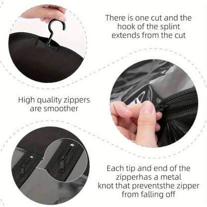 Wig Storage Bags with Hangers 6 Pack Dustproof Large Capacity Zipper Organizer Set for Wigs Hair Extensions Accessories Closet Travel Salon Home Black Non-Woven Fabric