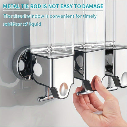 Three-Bottle Wall-Mounted Soap Dispenser Set with 16.91 oz 500 ml Source Capacity in Five Finish Options