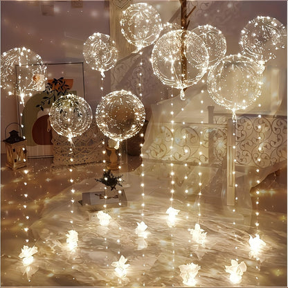 LED Bubble Balloon Party Supplies Set with 20 Clear Balloons, 20 Light Strings and Two Light Colors