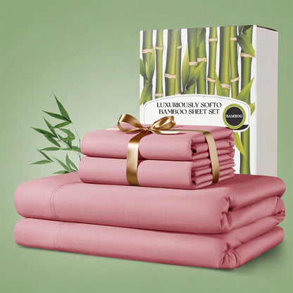 Sheet Set, Four-Piece 30% Lyocell and 70% Viscose Bedding with 18-to-24-Inch Fitted Pocket and Twelve Colors