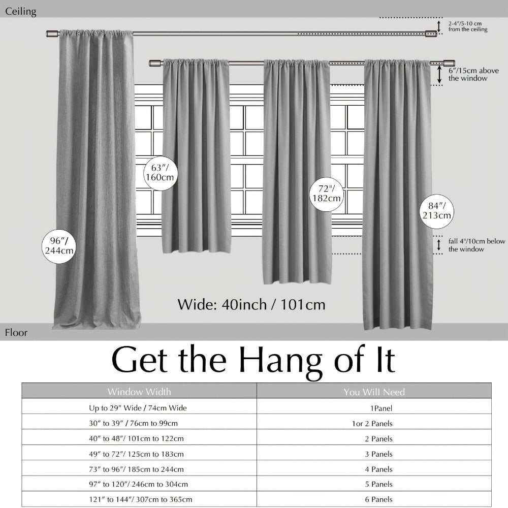 Two-Panel Solid Window Curtain Set with Rod-Pocket Top, 40 x 95-Inch Size and Two Color Options