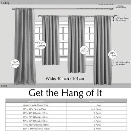 Two-Panel Solid Window Curtain Set with Rod-Pocket Top, 40 x 95-Inch Size and Two Color Options